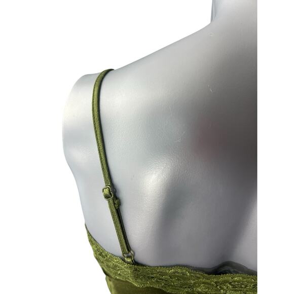 Coquette Silky Cami Crop Top Womens Olive Laced Fairy Y2K Whimsigoth Small - Picture 6 of 10
